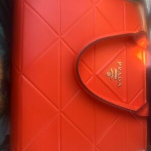Prada Bold Orange Quilted Tote